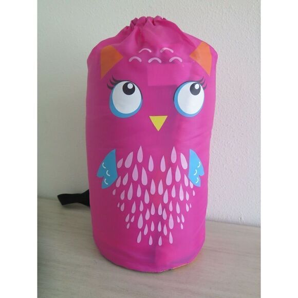 Outerbanks Kids Sleeping Bag Pink Owl, Backpack-Style Carrying Bag - Picture 1 of 4